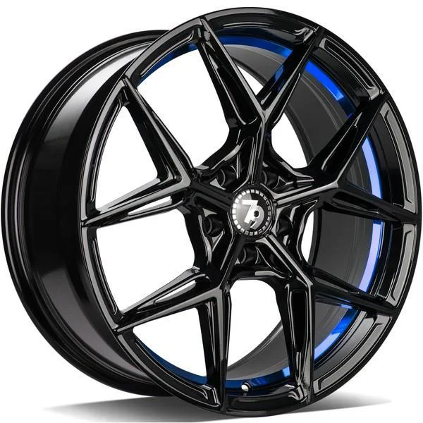 Statusfälgar SCF-B Black glossy blue inner lip 8.5x19 5/120 ET30