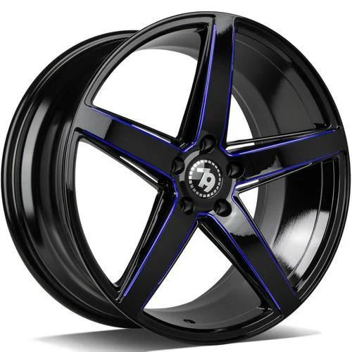 Statusfälgar SV-N black glossy milled blue 9.5x19 5/112 ET38