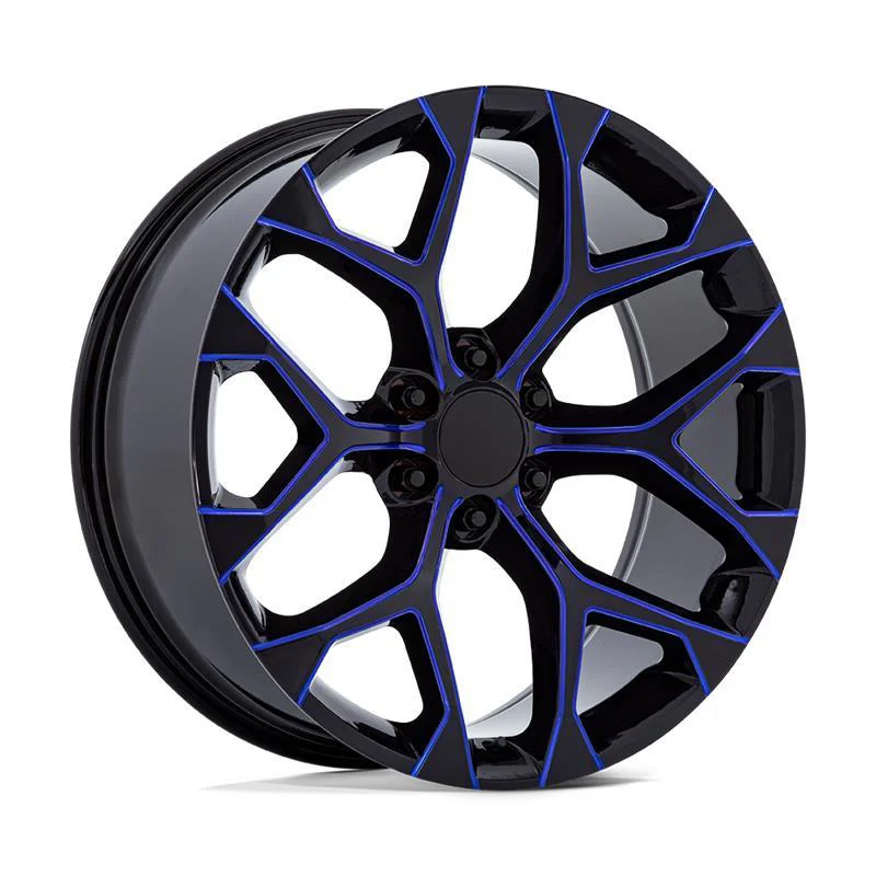 Statusfälgar PR176 GLOSS BLACK MACHINED W/ BLUE MILLING 10x24 6/139,7 ET24