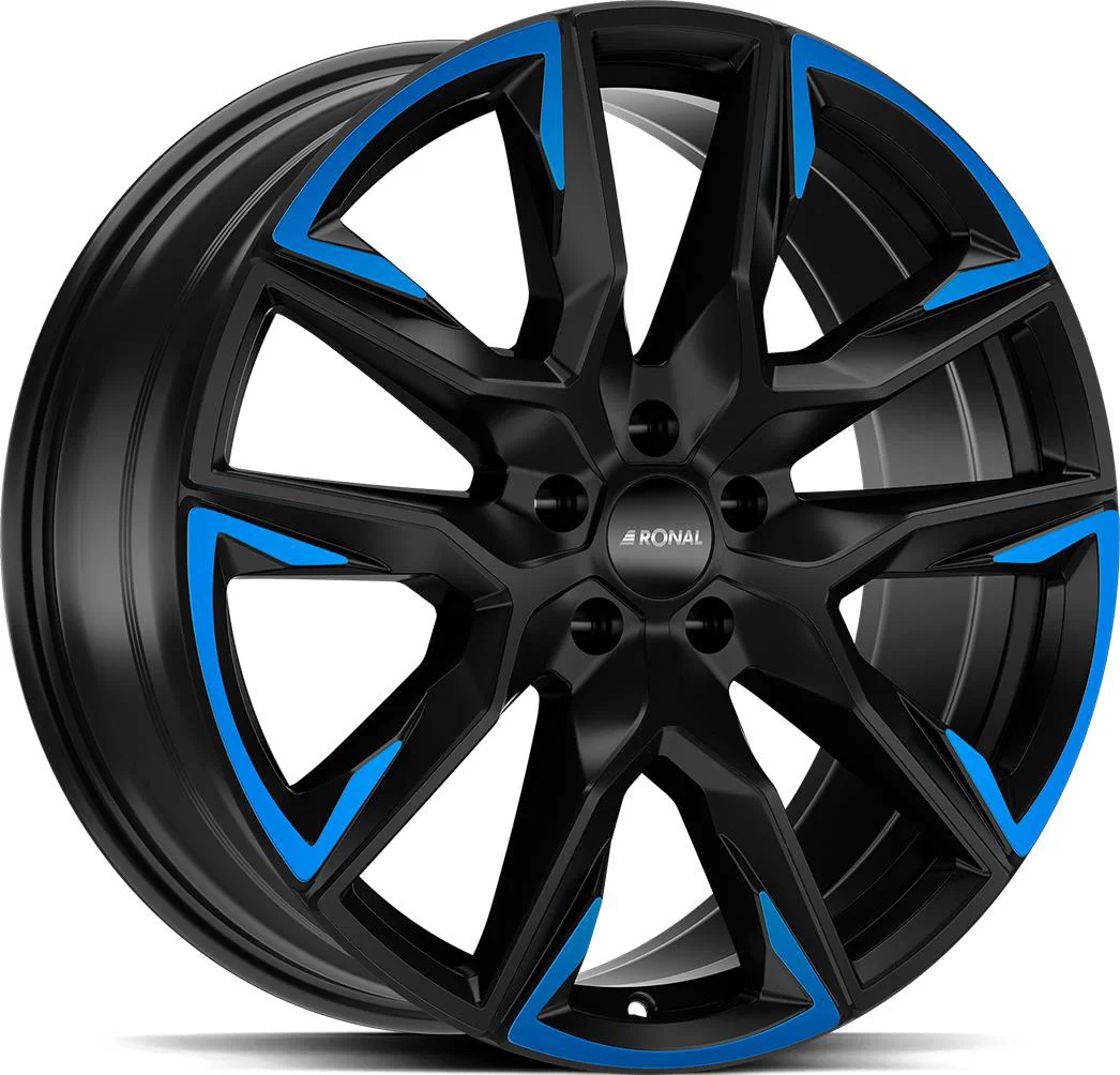 Rautamo RONAL R71 Jet Black Matt Blue Tinted Mat 9x21 5/112 ET35