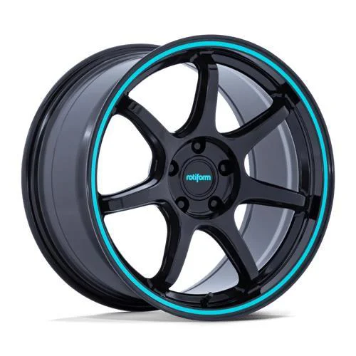 Statusfälgar RC208 BPU GLOSS BLACK W/ TEAL STRIPE 8.5x19 5/100 ET35