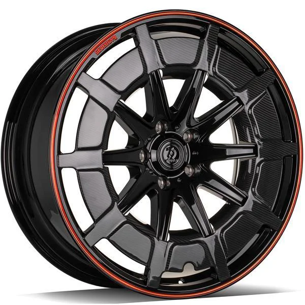 Statusfälgar MF.7 Black Red Carbon Lip Cover 10x23 5/130 ET25