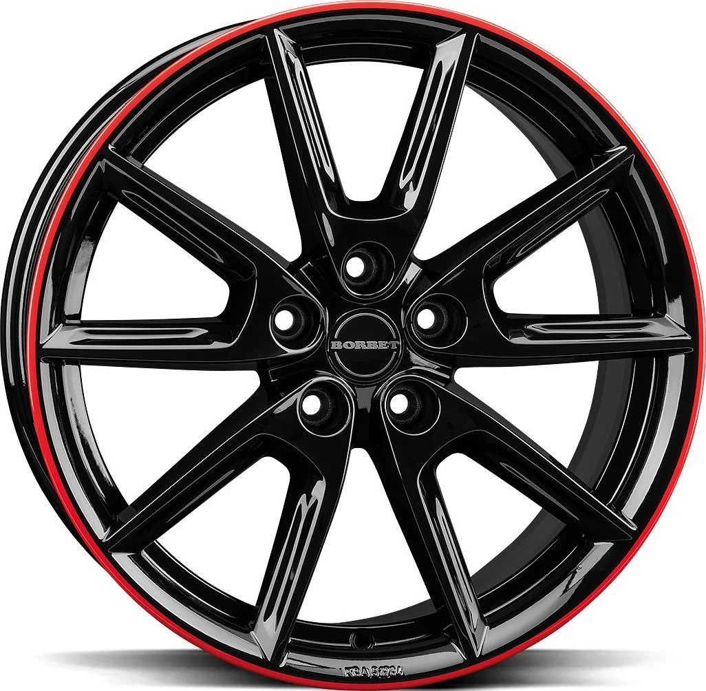 Rautamo BORBET LX19 Black Gloss Rim Red 8x19 5/108 ET45