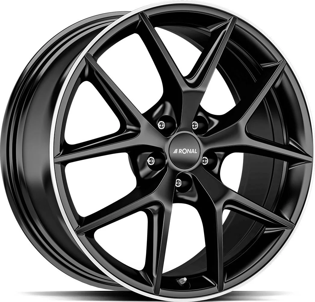 Rautamo RONAL R75 Jet Black Matt Rim Lip Cut 8x18 5/120 ET55